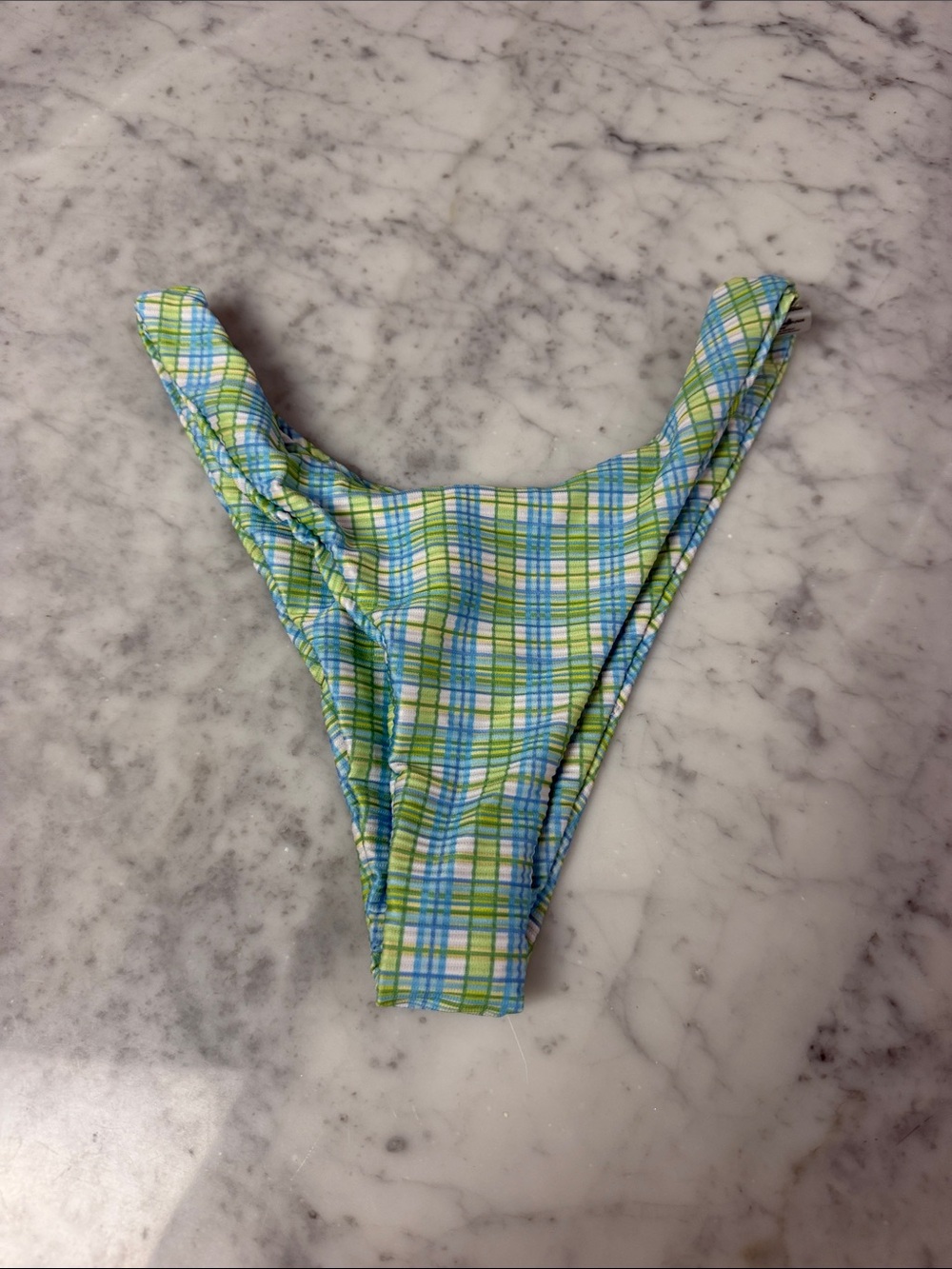Plaid Green & Blue Bikini Bottom
